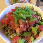 収穫したゴーヤでタコライス